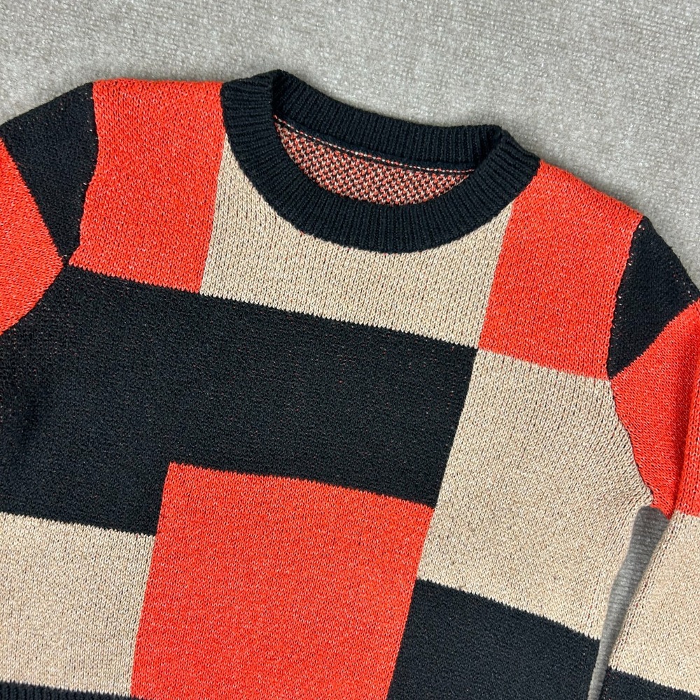 Shein Sweater Womens 6 Multicolor Colorblock Tight Knit Ribbed Regular Fit‎